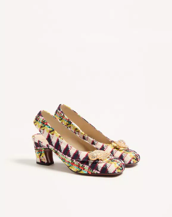 Valentino Adamantine Slingback Pumps In Tweed 60Mm - Image 6